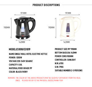 Hervidor Eléctrico <span class=keywords><strong>de</strong></span> Plástico Negro <span class=keywords><strong>de</strong></span> 0.8L <span class=keywords><strong>para</strong></span> Hotel, con Certificación CE, <span class=keywords><strong>para</strong></span> Habitaciones <span class=keywords><strong>de</strong></span> Hotel - Product Image 5