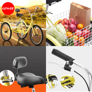 Vélo Cruiser à <span class=keywords><strong>Trois</strong></span> <span class=keywords><strong>Roues</strong></span> pour <span class=keywords><strong>Adultes</strong></span> Lewee, Cadre en Acier Carbone de 24 Pouces, Corps Fermé, Utilisation Cargo - Product Image 4