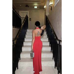 Robe de soirée rouge en satin, coupe trapèze, avec décoration de sequins, taille empire, style simple pour soirée formelle, taille XL, nouvelle arrivée - Product Image 3