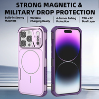 Coque de protection antichoc robuste pour iPhone 15 Pro Max, compatible avec la charge sans fil magnétique, coque arrière de luxe