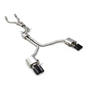 Tuyaux d'échappement en acier inoxydable Boska pour Audi S4/S5 B8 B8.5 3.0T, silencieux cat-back, soupape à vide, embouts plaqués noir - Product Image 1