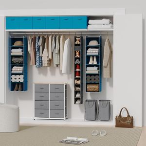 6-<b>Shelf</b> Hanging Closet Organizer 33x15x85cm Foldable Storage <b>Shelves</b> With <b>Hooks</b> For Bedroom Neatening - Product Image 6