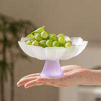Assiette jetable en verre moderne émaillé en forme de lotus, assiette à fruits, assiette à dessert, thé de l'après-midi, rafraîchissement