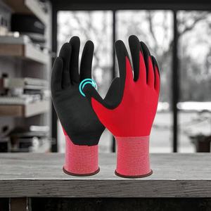 Guantes de Trabajo de Seguridad Personalizables al por Mayor Directo de Fábrica, Tejido Sin Costuras de Nailon Negro con Agarre de Nitrilo Microespumado, Talla Mediana - Product Image 2