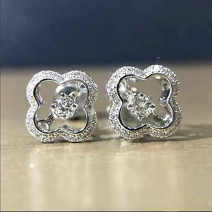 Orecchini in Oro Bianco con Diamanti Taglio Brillante Rotondo Colore G Diamanti Naturali Stile Classico Gioielli da Sposa per Donna - Product Image 4