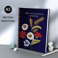 Journal de gratitude en lin brodé personnalisé avec spirale, bobine, reliure à fil, carnet de notes à couverture rigide, planificateur personnalisé