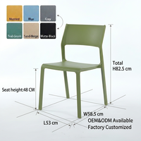 Chaise de salle à manger empilable en PP coloré, style nordique moderne, ergonomique, en polypropylène, pour restaurant, café, bistrot, hôtel, chaise en plastique