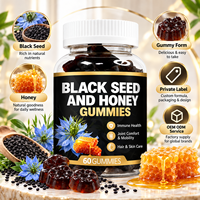 Gummies au miel de graines noires OEM ODM, 60 unités, soutien immunitaire, articulations, cheveux, peau, énergie, complément alimentaire pour adultes, marque privée