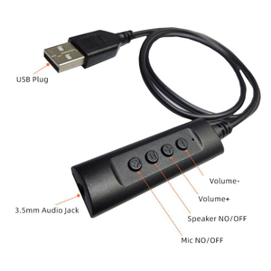 3.5mm để USB Card âm thanh bên ngoài với khối lượng kiểm soát/mics/loa trên nút tắt tự động phát hiện Card âm thanh - Product Image 1