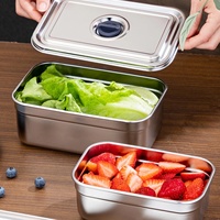 Boîte à lunch en acier inoxydable pour micro-ondes, récipient alimentaire de bureau, couvercle facile à ouvrir, anti-fuite, récipient alimentaire hermétique