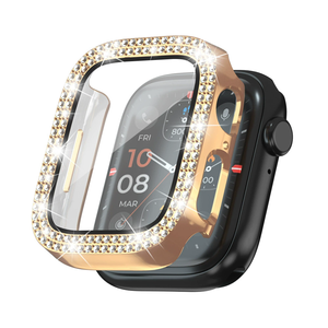 Mode 2025 paillettes Double diamant PC + boîtier de montre en verre pour <span class=keywords><strong>Apple</strong></span> <span class=keywords><strong>Watch</strong></span> <span class=keywords><strong>série</strong></span> 10 9 8 7 <span class=keywords><strong>6</strong></span> 46mm 42mm femmes dame diamants étui - Product Image 4