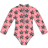 Maillot de bain une pièce d'été pour filles à la mode à impression occidentale personnalisée à manches longues élastiques pour bébés et enfants vêtements de plage avec fermeture éclair