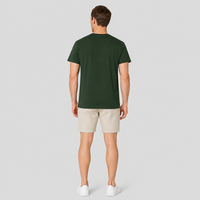 Heren T-shirt met ronde hals, katoenen T-shirt, effen kleur, T-shirt met korte mouwen, casual basistop, gebreide stof, bosgroen