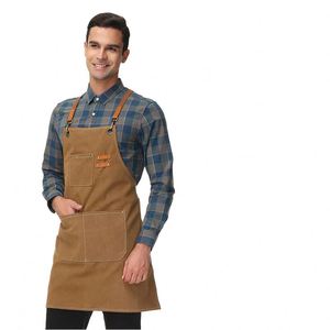 Tablier en toile 100 % coton anti-huile sans manches pour la maison, la cuisine, le jardinage, le travail, les salons de thé, les cafés, les laiteries, impression personnalisée, vente en gros - Product Image 2