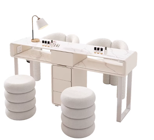 Mesa de Manicura de Madera Maciza Estilo Crema, Juego de Mesa y Silla para Manicura, Mesa de Manicura Japonesa para Una o Dos Personas - Product Image 5