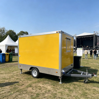 Remorque alimentaire mobile de type boîte carrée pour cuisine, avec garde-boue en tôle diamantée et roue de jockey, pour attelage par une seule personne