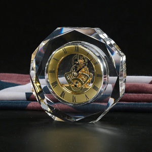 Bán Buôn K9 Rõ Ràng Trống Cube Pha Lê Bàn Đồng Hồ Tùy Chỉnh Hình Dạng Ngôi Nhà Hình Chữ Nhật Vàng Cao Quý Pha Lê Đồng Hồ - Product Image 2