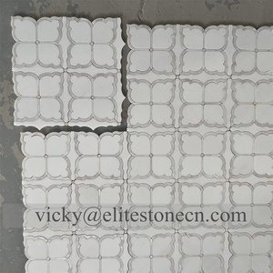 高級ウォータージェット大理石モザイクタイル 天然石デザイン 浴室とリビングルームのインテリアフローリング用 - Product Image 2