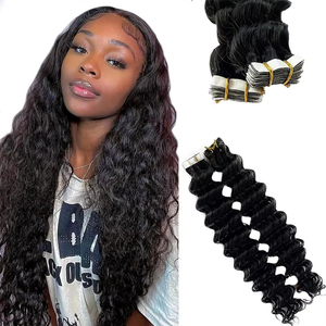 Extensioni per capelli con nastro adesivo, capelli umani ricci profondi, 20 pezzi, 50g, extension adesive senza cuciture per donne - Product Image 2