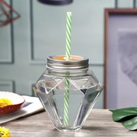 Botella de cristal con forma de diamante personalizada, tapón de rosca único