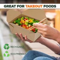 Boîte alimentaire en papier kraft jetable pliable pour le déjeuner, avec couvercle à emboîtement, pour emballage à emporter, vente en gros