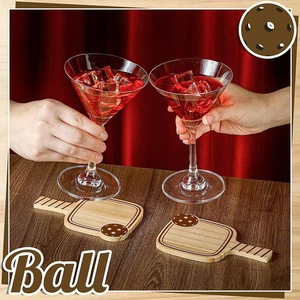 Sous-verre carré en bois en forme de balle de pickleball, motif dessin animé, pour la maison et le bureau - Product Image 4