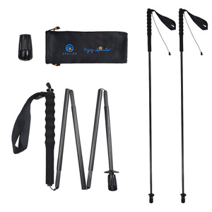 Bâtons de randonnée Okhealing en fibre de carbone, pliables, légers, portables, pour la randonnée et la marche en extérieur, finition noire mate - Product Image 1