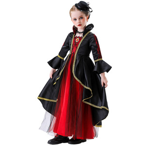 Disfraz de bruja de Halloween para niños, vestido de satén de manga larga para niñas, traje de fiesta de cosplay para juegos de rol - Product Image 3