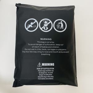 Shopify Black Custom Logo Zipper <b>Bags</b> Suffocation Warning Text Printed Waterproof Fashion Clothing <b>Packaging</b> <b>Bags</b> for Jeans - Product Image 5