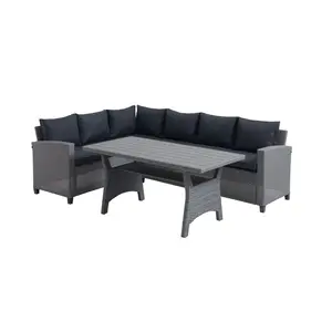 3 PCS Ngoài Trời Đan Bằng Mây Corner Sofa Set Với Bảng, Phòng Chờ Chaise Set, Sang Trọng Đệm