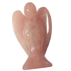 Statuetta di Angelo in Quarzo Rosa Naturale, Cristallo Curativo Intagliato per Decorazione Casa, Regalo da Collezione, Ornamento in Pietra Semi-Preziosa - Product Image 1