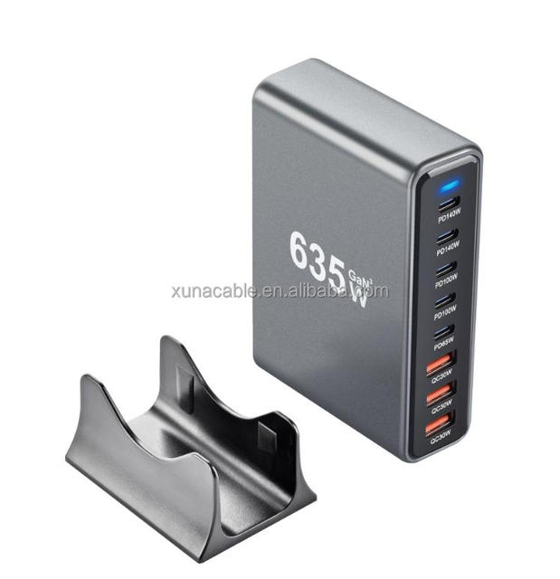 New 635W Desktop Charger Gallium Nitride Multi-functional Charging Head PD140W GAN 8-Port Power Adapter