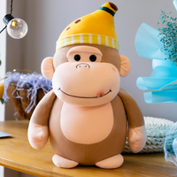 Nouvelle conception, jouet en peluche singe gorille de dessin animé avec chapeau banane mignon de 25 cm, rembourrage en coton PP, poupée pour enfants, cadeau d'anniversaire, de chevet ou de vacances