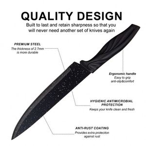 High Quality 18 Pcs <b>Kitchen</b> Knife Set Double-layer Non-stick Coating Sharp Knives Kit With Sharpener <b>Scissors</b> Pizza Cutter Tool - Product Image 2