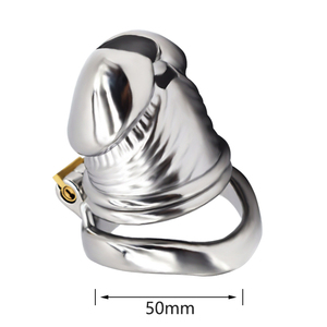 FRRK-51head 스테인레스 스틸 딜도 남성 순결 장치 케이지 SM 남성 잠금 수탉 정자 반지 순결 케이지 잠금 - Product Image 6