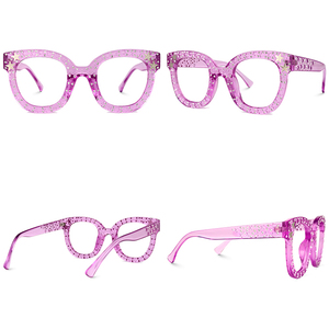 Diskon besar grosir bingkai kacamata plastik berlian imitasi bling hitam bening bingkai kacamata desainer optik - Product Image 5