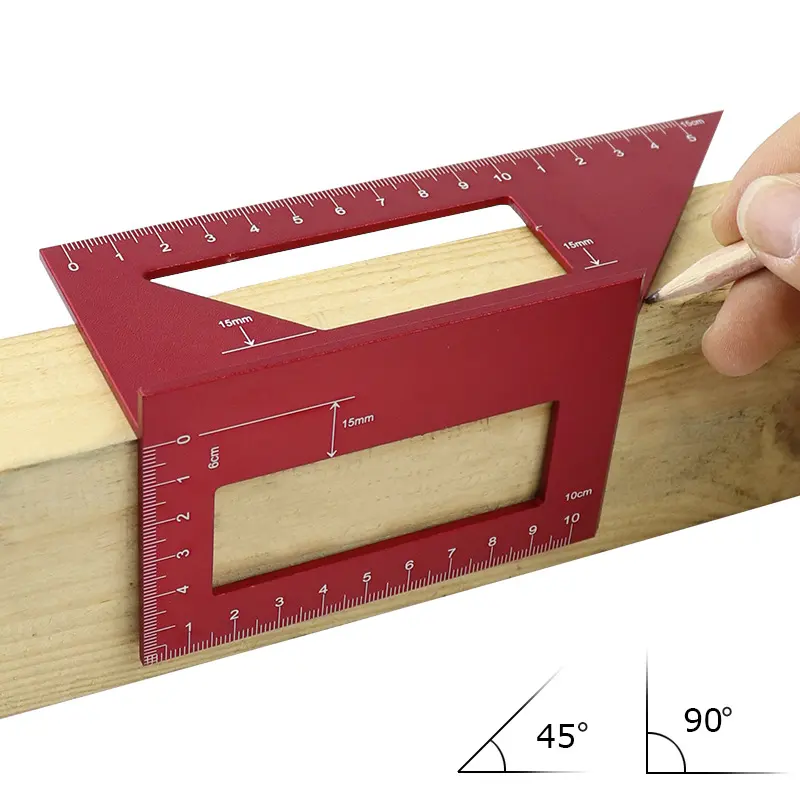 Aluminium Alloy Straight Ruler 45 90 3D Mitre Degree T Angle Measuring Tool
