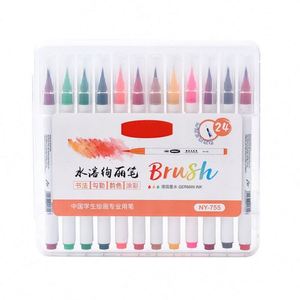 Stylos marqueurs à double pointe de haute qualité, personnalisés, pour aquarelle, stylos pinceaux colorés - Product Image 3