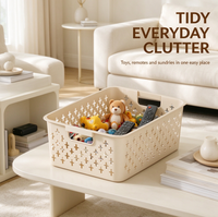 Panier de rangement en plastique de qualité supérieure, organiseur de bureau, bac pour collations, jouets, articles divers, cuisine, usage domestique, conteneur de rangement robuste et empilable