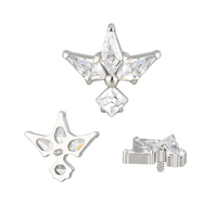 GZN Implant G23 Titanium CNC Set 3 Kite CZ and Square CZ 16G Internally Threaded Helix Earring Jewelry Labret Top