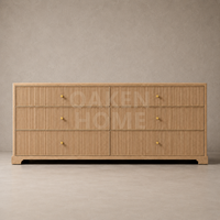 Commode de luxe OAKEN à 6 tiroirs en chêne massif, meuble de rangement artisanal pour chambre à coucher, mobilier de maison