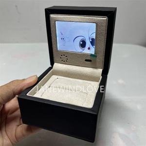 Petite boîte à bagues Lcd en cuir avec lecteur vidéo 2.4 pouces télécharger mémoire vidéo présentation boîte-cadeau pour mariage anniversaire noël - Product Image 2