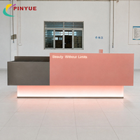 Comptoir de réception moderne en métal avec logo, bureau d'accueil en acier inoxydable pour hôtel, bureau, hall, armoire de rangement personnalisée