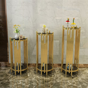 Meubles de salon, table d'appoint en acier inoxydable, table d'angle de luxe pour support à fleurs - Product Image 4