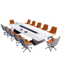 Mesa de Conferencia Modular Extensible de Madera Sólida de Lujo Moderno para 12 Personas con Garantía de 5 Años para Uso Comercial en Oficinas