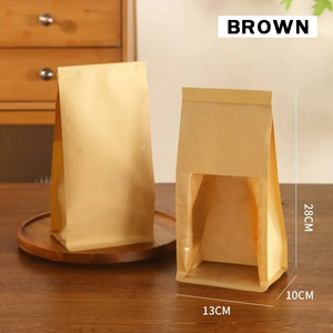 <span class=keywords><strong>ถุง</strong></span>บรรจุภัณฑ์อาหารกระดาษคราฟท์สีน้ำตาลแบบกำหนดเองพร้อมหน้าต่าง เหมาะสำหรับโดนัท ขนมปังปิ้ง ขนมปัง และแซนวิชของร้านเบเกอรี่ขนาด<span class=keywords><strong>เล็ก</strong></span> - Product Image 6