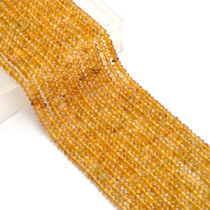 Cuentas de rondelle lisas de 5mm-6mm de turmalina amarilla natural | Hilo de 14 pulgadas | Cuentas lisas sueltas de piedras preciosas semipreciosas de turmalina - Product Image 2