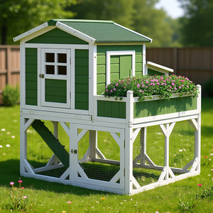 Gallinero de madera con techo verde de 49 pulgadas y bandeja de nido para jaulas de animales - Product Image 2