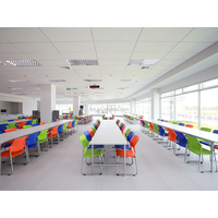 Table et chaises de restaurant de personnel scolaire de cantine table et chaise d'entreprise jointes table à manger pour 4 personnes