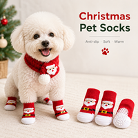 Chaussettes personnalisées pour chiens et chats, chaudes, imperméables, antidérapantes, imprimées, double couche, en coton, avec semelle en caoutchouc à pois, douces, respirantes, pour la marche en intérieur, soin des pattes